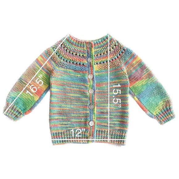 Hand-knit pastel rainbow children’s sweater - Picture 3 of 3